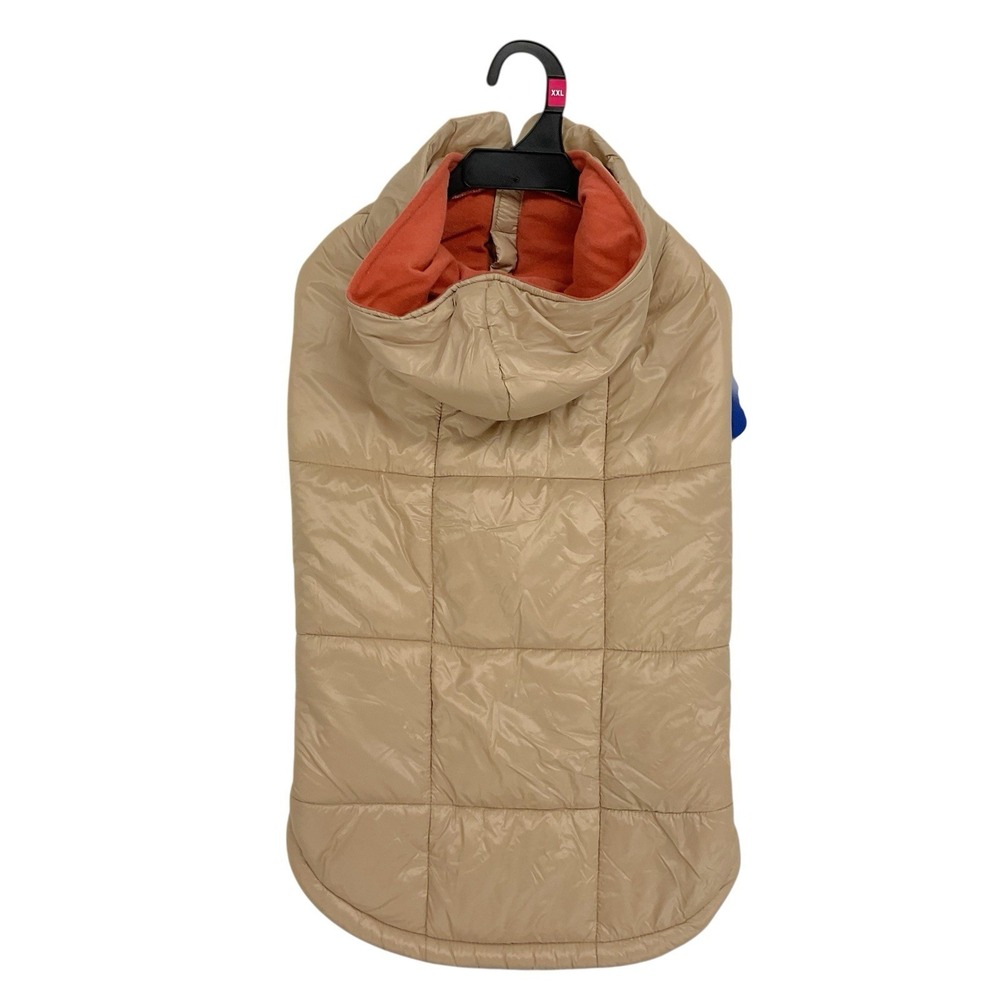 Youly Size XXL (22"-25") Dog Pet‎ Tan Hooded Metallic Puffer Coat Vest NWT